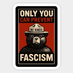 Only You Can Prevent Fascism Retro Smokey The Bear  Democracy Anti Trump Sticker